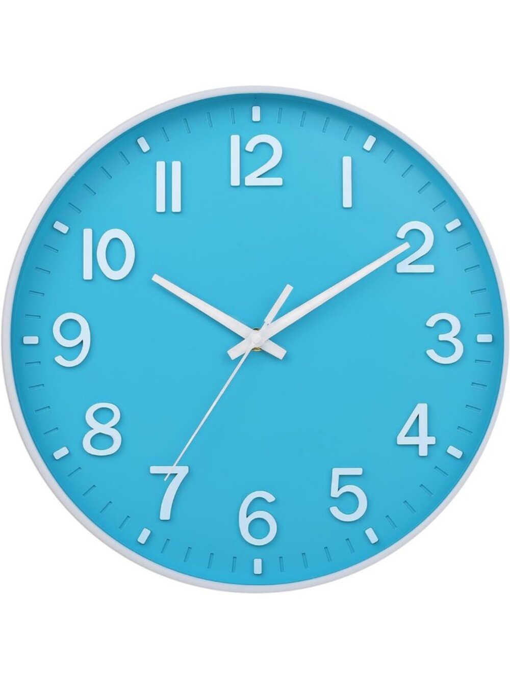 Modern 12-Inch Silent Wall Clock - Battery Operated, Non-Ticking, Blue Decor